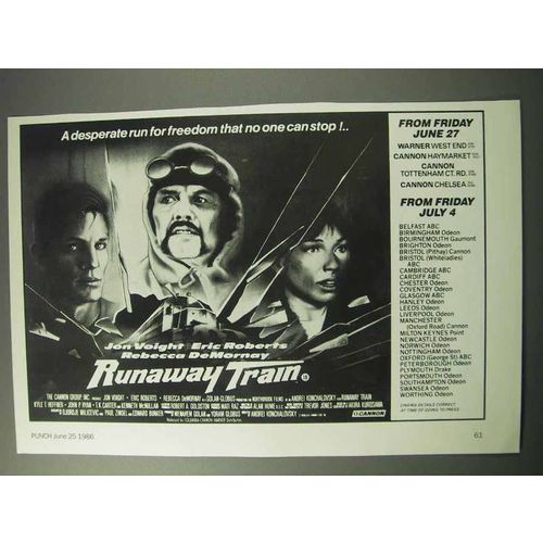 1986 Runaway Train Movie Ad - Jon Voight, Eric Roberts