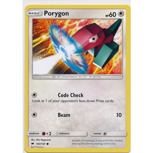 Pokemon Sun & Moon Burning Shadows 103/147 Porygon