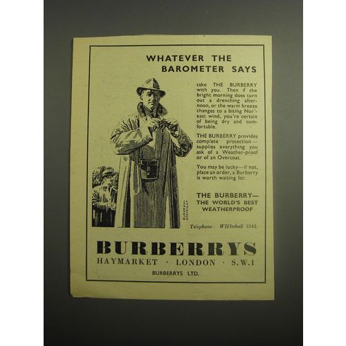 1948 Burberrys Weatherproof Ad - Whatever the Barometer says