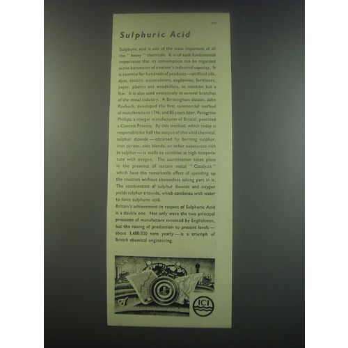 1949 ICI Chemicals Ad - Sulphuric Acid