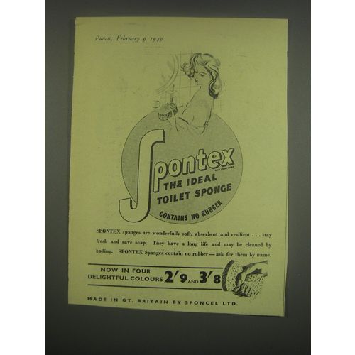 1949 Spontex Sponge Ad - Spontex the ideal toilet sponge contains no rubber