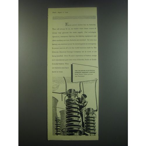 1949 Chloride Electrical Storage Company Exide Batteries Ad - Power Station