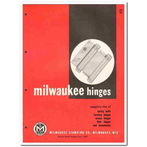 MILWAUKEE STAMPING COMPANY 1958 spring butt hinges vintage catalog