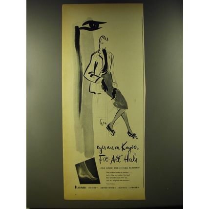 1946 Kayser Stockings Ad - Eyes are on Kayser Fit-All Heels