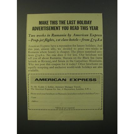 1964 American Express Ad - Make this the last holiday advertisement you read