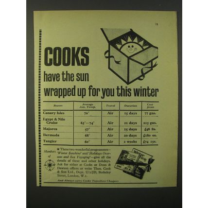 1964 Thos. Cook & Son Ad - Cooks have the sun wrapped up for you this winter