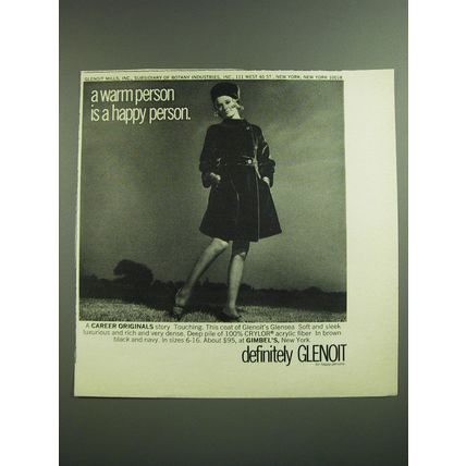 1968 Glenoit Glensea Coat Ad - A warm person is a happy person
