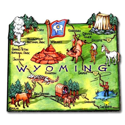 Wyoming the Cowboy State Artwood Jumbo Fridge Magnet
