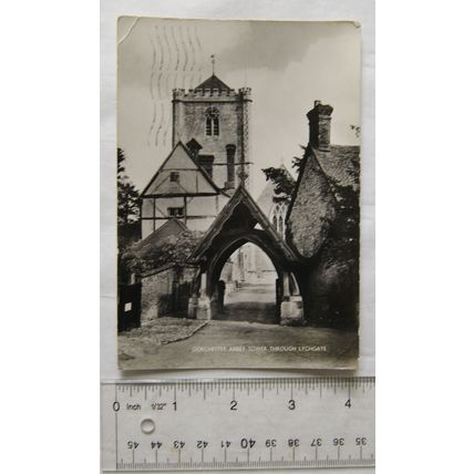 1965 Postcard Dorchester Abbey Tower through Lychgate