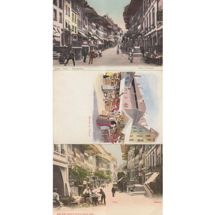 Thun Market Switzerland Rue A Thoune 3x Old Postcard s