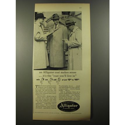 1954 Alligator Coat Ad - It's a fact! an Alligator coat makes sense