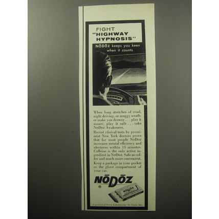 1957 NoDoz Awakeners Ad - Fight highway hypnosis
