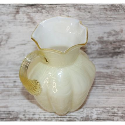 VTG Fenton Glass Small Pitcher Creamer MCM Art Glass Yellow16 oz Gift Decor