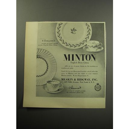 1957 Minton Rosewood China Advertisement - Minton English Bone China