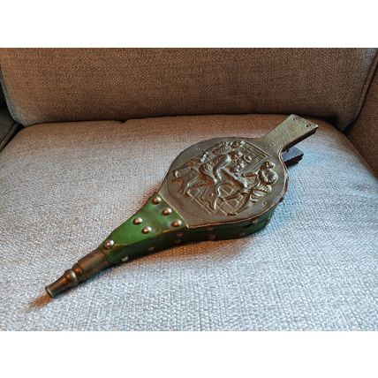 Vintage/Antique, Brass/Leather, Fire Bellows - Working, Green/Gold