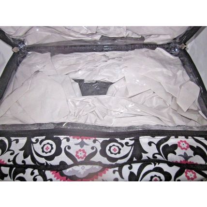 Waverly Black White Pink Cosmetic Travel Fabric Make-up Bag Purse