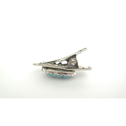 2 extra small tiny metal turquoise blue stone alligator hair clip fine thin hair