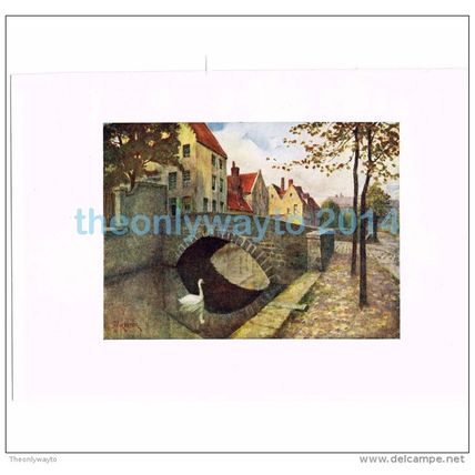 QUAI DE MARBRIERS, BRUGES, BELGIUM, BOOK ILLUSTRATION (PRINT), 1908
