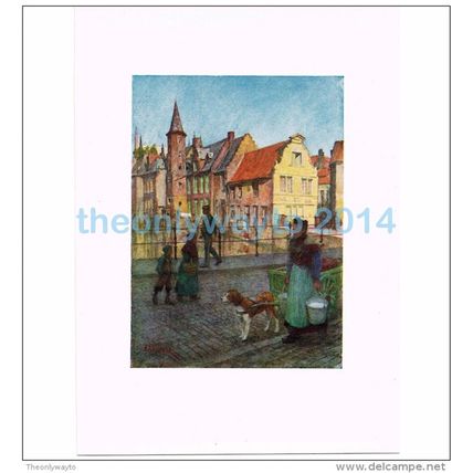 QUAI DU ROSAIRE, BRUGES, BELGIUM, BOOK ILLUSTRATION (PRINT), 1908