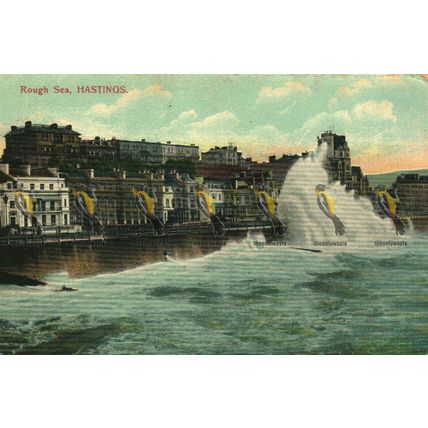 Rough Sea, Hastings, Kromo Series 20017 X Postcard, 1908
