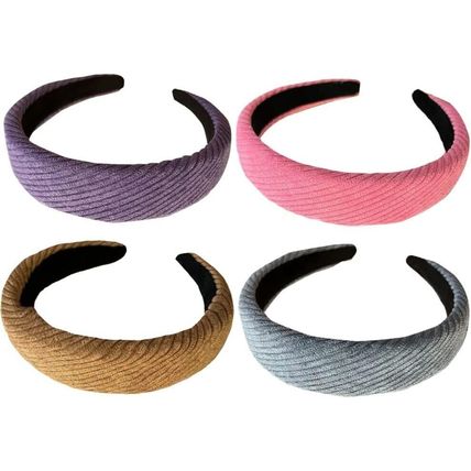 4 pieces fluffy makeup headband, thick hairband, for women, padded hair accessor