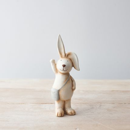 Standing Rabbit Figurine with Satchel Ceramic 16 cm Bunny Ornament