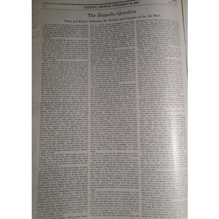 Scientific American Supplement April 3, 1915. Zeppelins; Projectile Photography