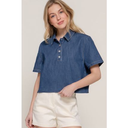 Short Sleeve Boxy Denim Shirt