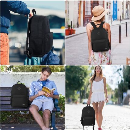 Black Backpack for Women Men,Casual School Backpack Teen Boys and Girls 15.6 Inc