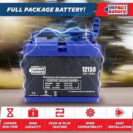 Impact Battery-Upgraded Replacement 12V Battery for Peg Perego John Deere Tracto