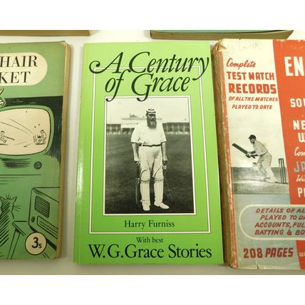5x Vintage Cricket Books Sidney Barnes - Test Match Records - WG Grace &c