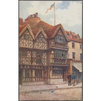 Harvard House & Garrick Inn, Stratford-on-Avon, 1937 - Salmon Postcard