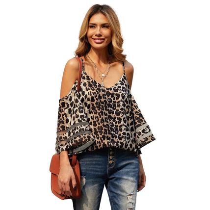 Leopard Cold Shoulder Blouse