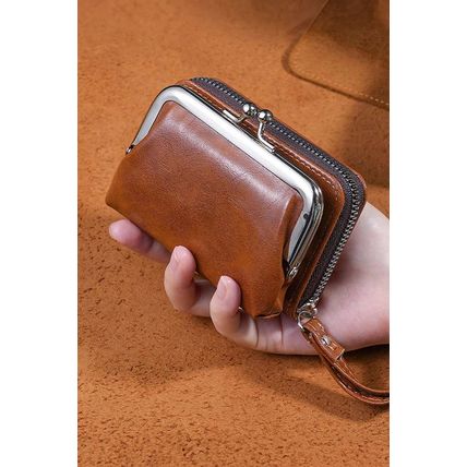 Chestnut Minimalist Wristlet PU Leather Coin Purse