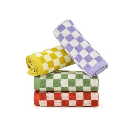 Orchid Petal Checkered Print Soft Large Bath Towel