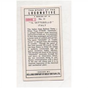 1963 Kelloggs trade card Story of The Locomotive Series 2 No.11 'IL SETTEBELLO'