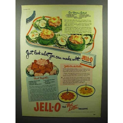1951 Jell-O Gelatine Ad - Look What You Can Make!