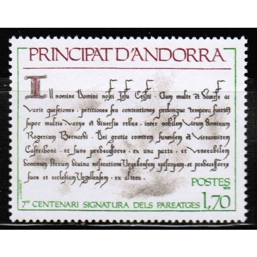 1978 Andorra - Treaty Signing 1.70fr - Sc# 266 Mint NH