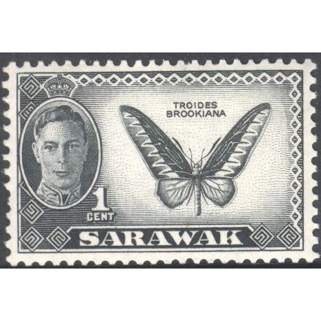 Sarawak 1950 - SG171 - 1c black - "Trogonoptera brookiana" - MH