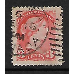 CANADA 1876 QUEEN VICTORIA SG83 3c ORANGE RED FINE USED