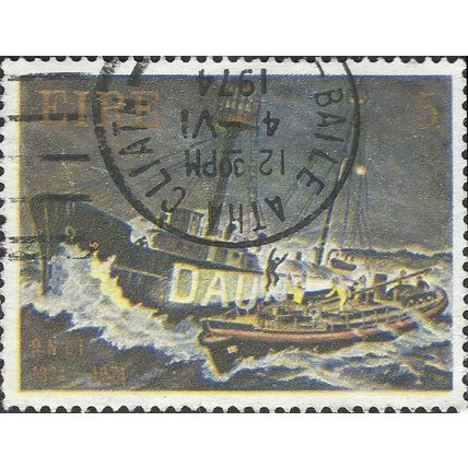 EIRE, SHIP, Rescue brigade 150 years, grey 1974, 5p, #2