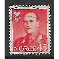 NORWAY 1958 KING OLAV V 45 ORE RED SG 476 FINE USED#