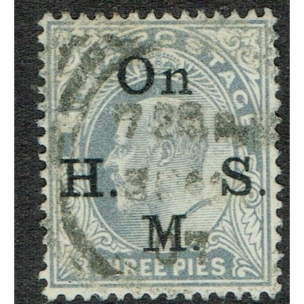 India 1902 Official 3p Slate Grey SGO55 FU