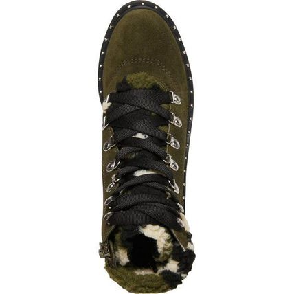 STEVE MADDEN Women's Receptive Lace-up Hiker Booties In Olive Suede 5.5M