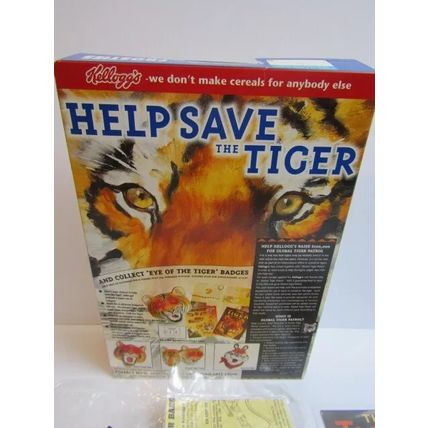 Kelloggs 1996 Frosites Box Full Set Help Save The Tiger Badges The Tiger Story