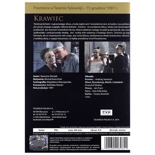 Krawiec (DVD) 1997 Teatr TV Andrzej Seweryn POLSKI POLISH