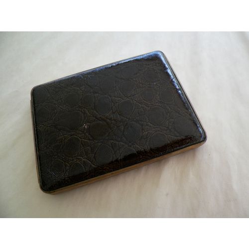 VINTAGE GERMAN BROWN LEATHER BOUND CIGARRETTE CASE