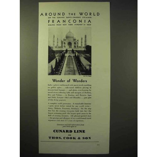 1929 Cunard Cruise Ad - Super-Cruising Franconia