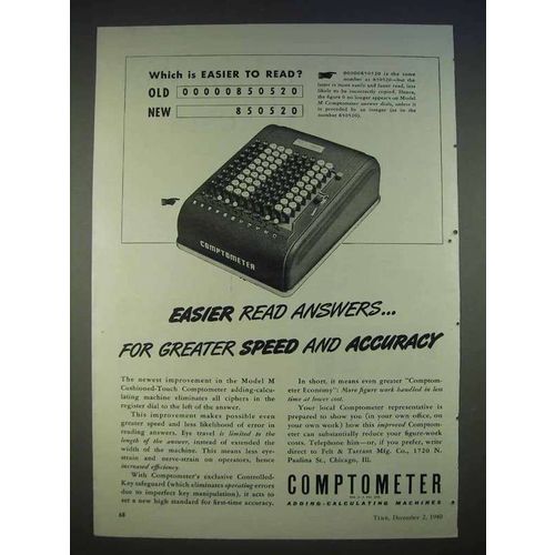 1940 Comptometer Model M Adding Machine Ad - Easier