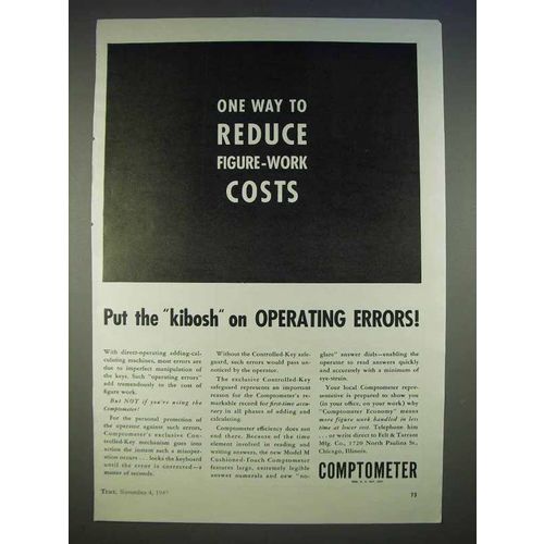 1940 Comptometer Adding Machine Ad - Operating Errors